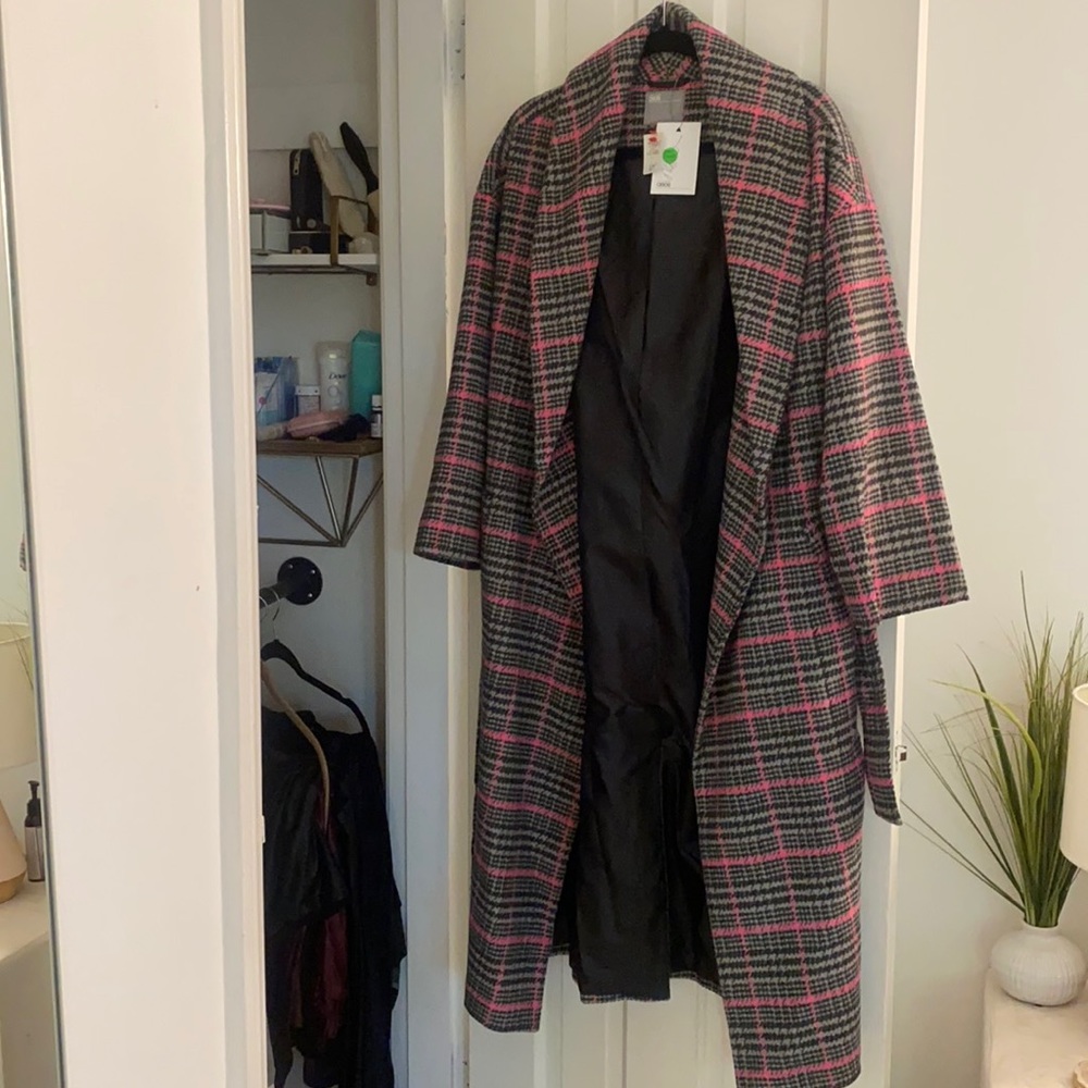 ASOS PINK PLAID COAT